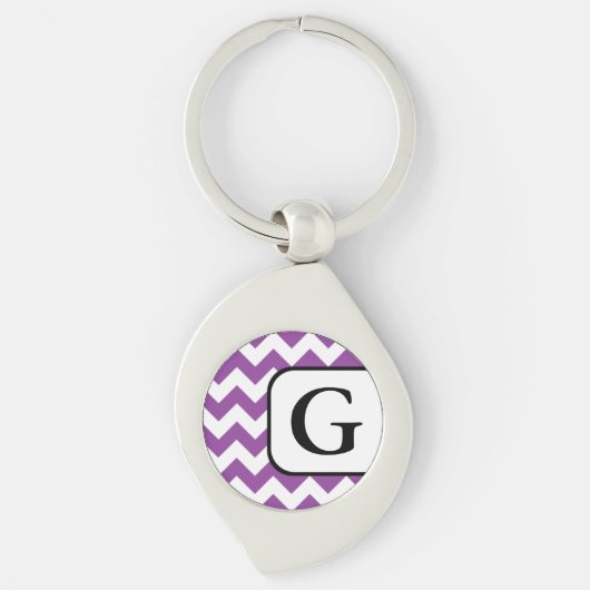 Paarse Chevron Monogram Sleutelhanger (Voorkant)