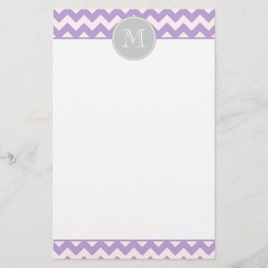 Paarse Chevron Monogram Stationery Briefpapier (Voorkant)