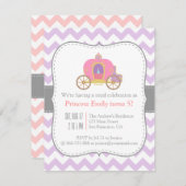 Paarse Chevron, prinses Carriage Birthday Party Kaart (Voorkant / Achterkant)