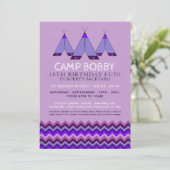 Paarse Chevron Tipi, Camping Birthday Kaart (Staand voorkant)