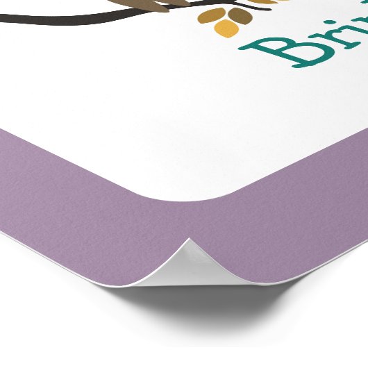 Paarse Chevron Uil Kinderkamer Kunstwerk Poster (Hoek)