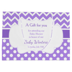 Paarse Chevron & Witte Polka Dots Baby shower Groot Cadeauzakje