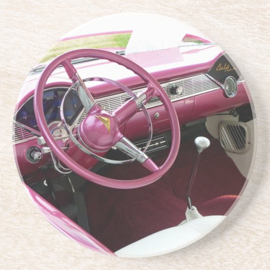 Paarse Chevy Bel Air Zandsteen Onderzetter (Voorkant)