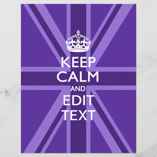 Paarse Chic Blijf Kalmeer En Jouw Tekst Union Jack Flyer (Voorkant)