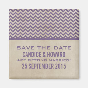 Paarse Chic Chevron sparen de Magnet van de Datum Magneet