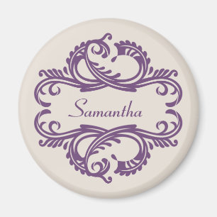 Paarse Chic Damask Magnet Magneet