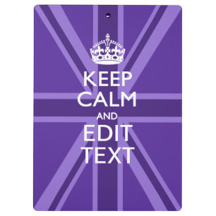 Paarse Chic Keep Calm and Jouw tekst Union Jack Klembord