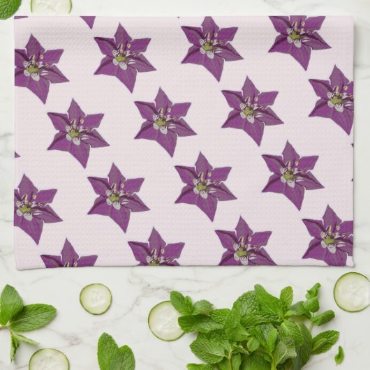 Paarse Chili Pepper Blossom Theedoek (Gevouwen)