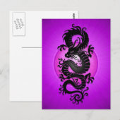 Paarse Chinese draak Briefkaart (Voorkant / Achterkant)