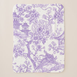 Paarse Chinoiserie Toile Draak Kersenbloesem Sherpa Deken