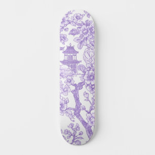 Paarse Chinoiserie Toile Draak Kersenbloesem Skateboard