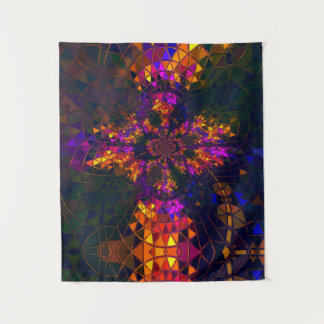 Paarse Christelijke Tie Dye Cross-regenboog Wandkleed