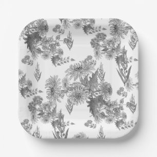 Paarse chrysanten, waterverf papieren borden bordje