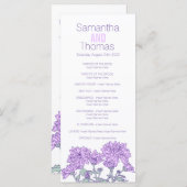 Paarse chrysanthemum-rackkaart programma (Voorkant / Achterkant)