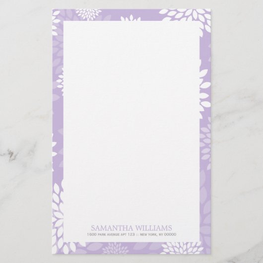 Paarse Chrysanthemums Floral Pattern Briefpapier (Voorkant)