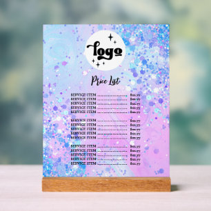 paarse chunky glitter design prijslijst acryl bord