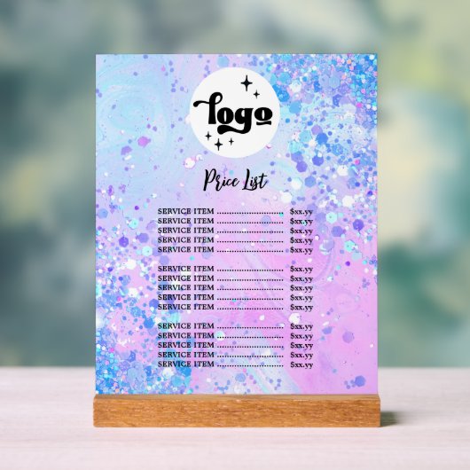 paarse chunky glitter design prijslijst acryl bord (Neutraal)