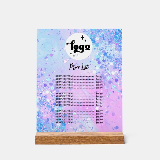 paarse chunky glitter design prijslijst acryl bord (Voorkant)