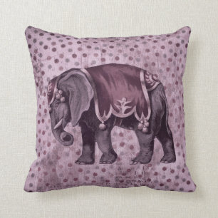 Paarse Circus Elephant op Polka Dots Kussen