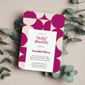 Paarse cirkel scallop midden eeuw Baby shower Kaart