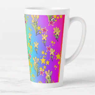 Paarse Cirkel Van Bloemstukken Latte Mok