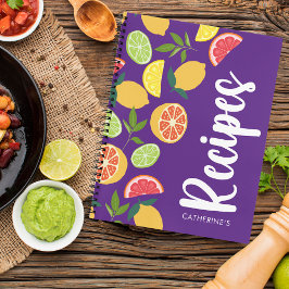 Paarse Citrus Citroen Oranje Patroon Naam Recepten Notitieboek