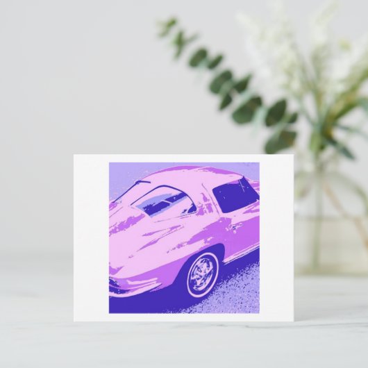Paarse Classic Split Window Corvette Briefkaart (Staand voorkant)