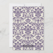 PAARSE CLASSY DAMASK | AFBEELDINGSINVITATIE KAART (Achterkant)