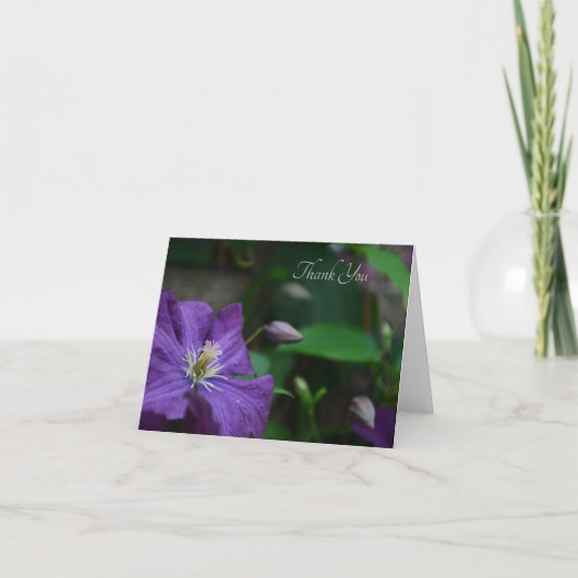 Paarse Clematis Bedankkaart (Voorkant)