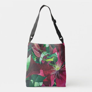 Paarse Clematis Floral Canvas tas