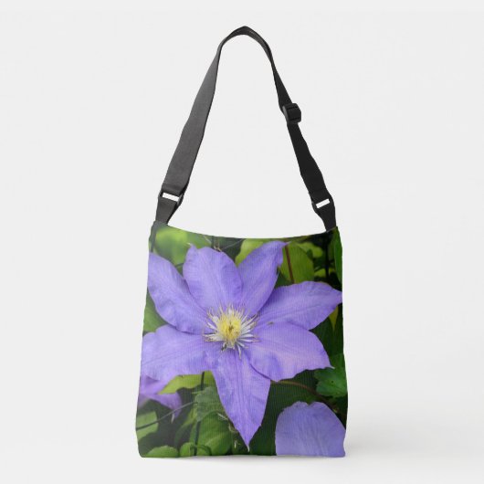 Paarse Clematis Floral Crossbody Tas (Voorkant)