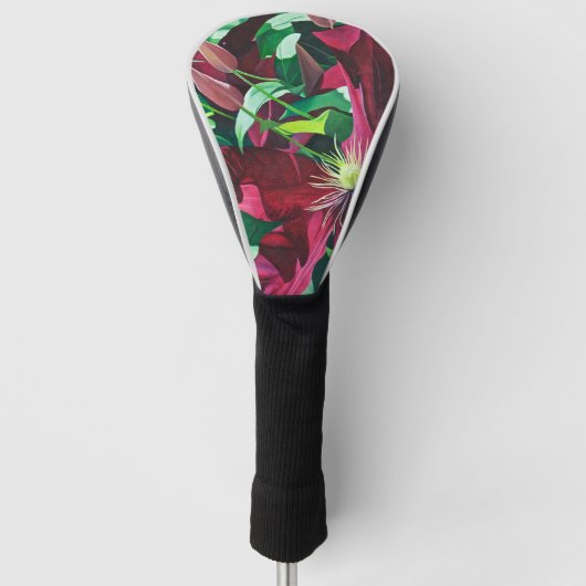 Paarse Clematis Floral Golfheadcover (Voorkant)