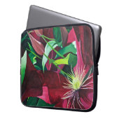 Paarse Clematis Floral Laptop Sleeve (Voorkant Links)