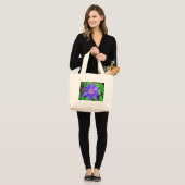 Paarse Clematis Flower Grote Tote Bag (Voorkant (model))
