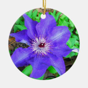 Paarse Clematis Flower Keramisch Ornament