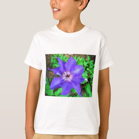 Paarse Clematis Flower T-shirt (Voorkant)
