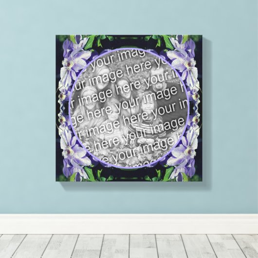 Paarse Clematis Frame Maak Je Eigen Foto Canvas Afdruk (Insitu (Houten vloer))