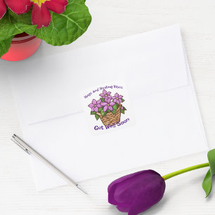 Paarse clematis krijgen snel goed vierkante sticker