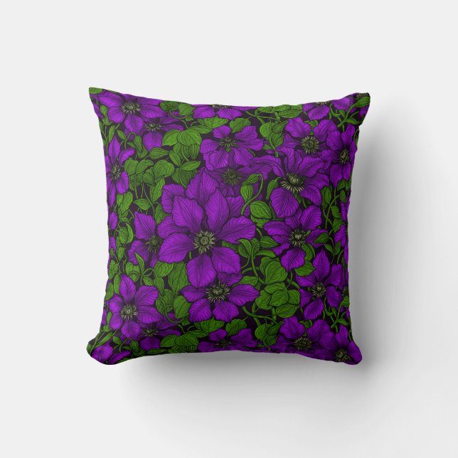 Paarse Clematis Kussen (Voorkant)