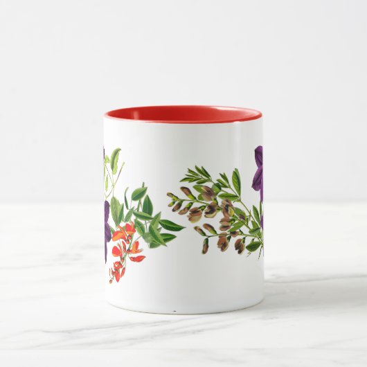 Paarse Clematis Red Flower and Greenery Coffee Mok (Midden)