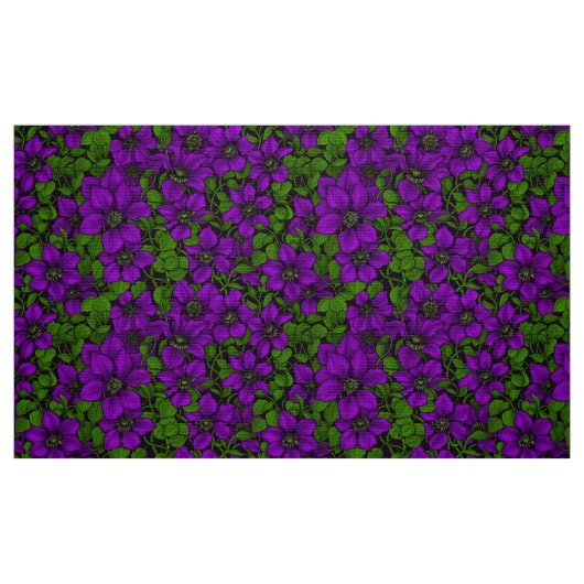 Paarse Clematis Stof (Fat Quarter)