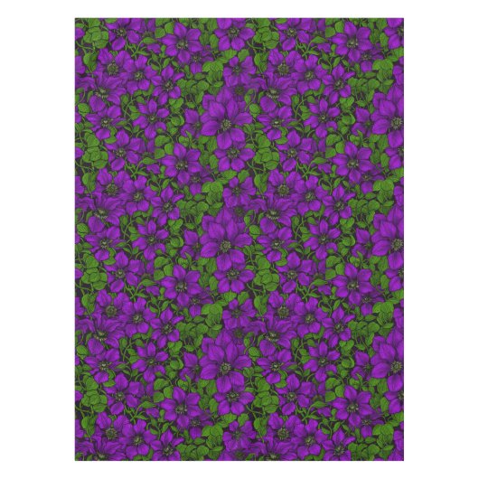Paarse Clematis Tafelkleed (Voorkant)
