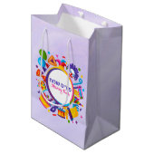 Paarse Clown Hamantash Mishloach Manot Purim Medium Cadeauzakje (Voorkant Gekanteld)