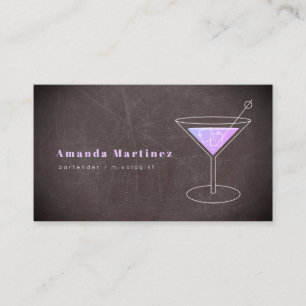 Paarse Cocktail Bartender Mixologist schoolbord Visitekaartje