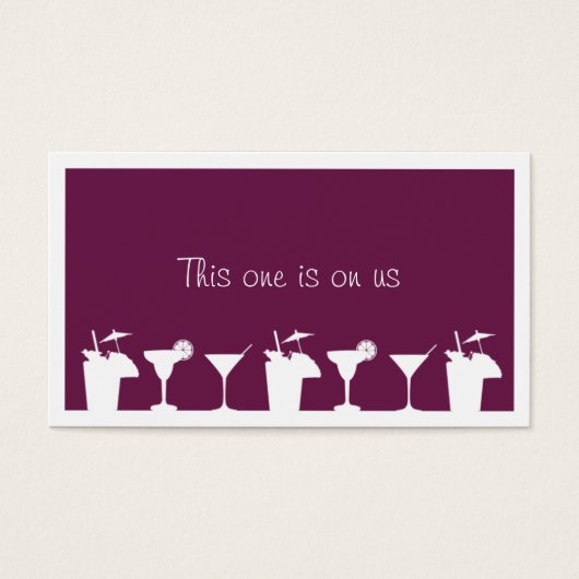 Paarse cocktail bruiloft evenement aangepaste drin visitekaartje (Voorkant)