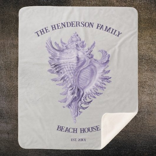 Paarse Conch Shell Sherpa Blanket Sherpa Deken