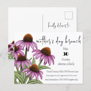 Paarse conebloem   Wildbloemen Moederdag Brunch Uitnodiging Briefkaart
