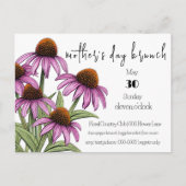 Paarse conebloem | Wildbloemen Moederdag Brunch Uitnodiging Briefkaart (Voorkant)