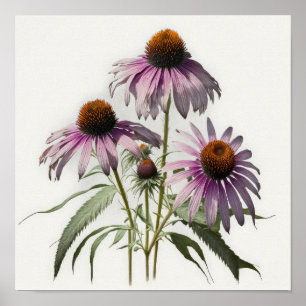 Paarse Coneflowers Art Print Poster