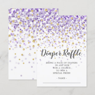 Paarse Confetti Baby shower Luier Raffle Ticket Kaart